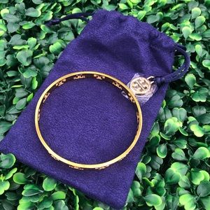 Tory Burch Pierced T Gold Bangle